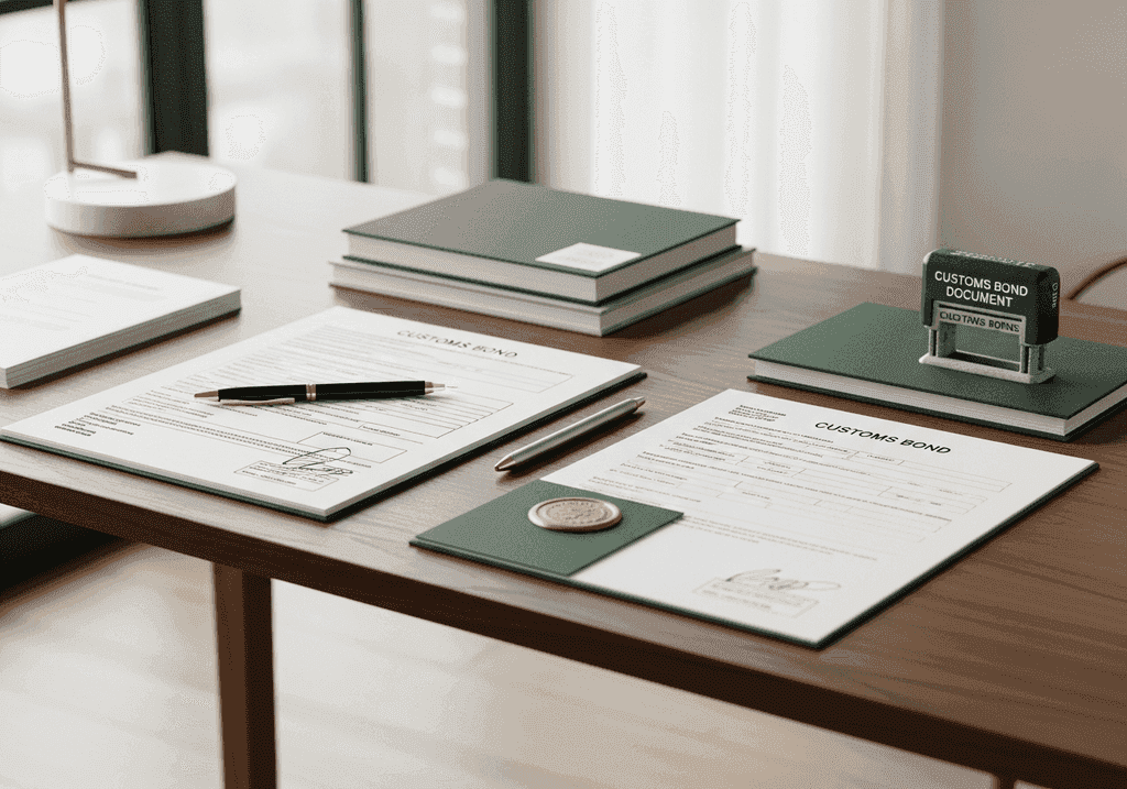 Customs bond documents prepared for financial security in CARM